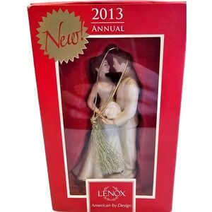 NEW IN BOX Lenox 2013 Always and Forever Bride & Groom Ornament 24k Gold Accents